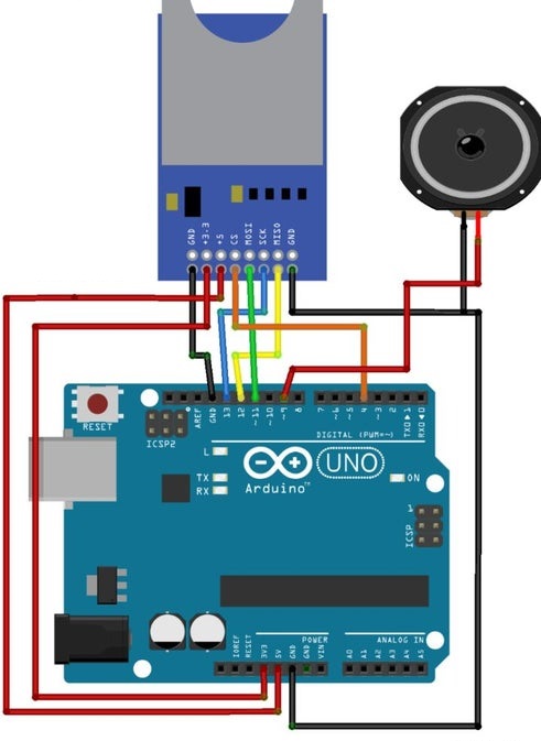 Схема подключения Arduino к SD модулю