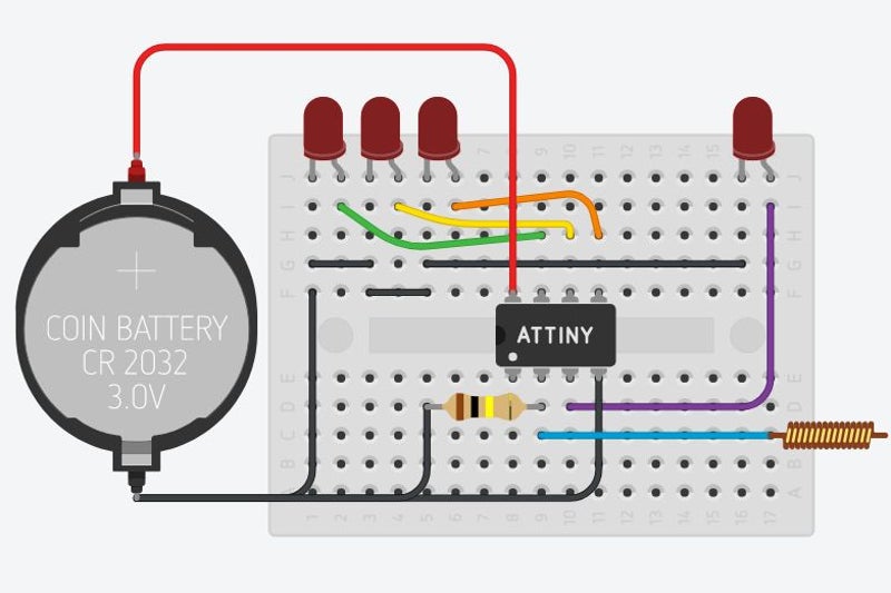 Схема детектор электромагнитного поля на микроконтроллере ATTiny