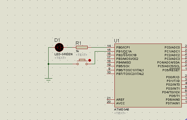 Схема подключения кнопки к микроконтроллеру